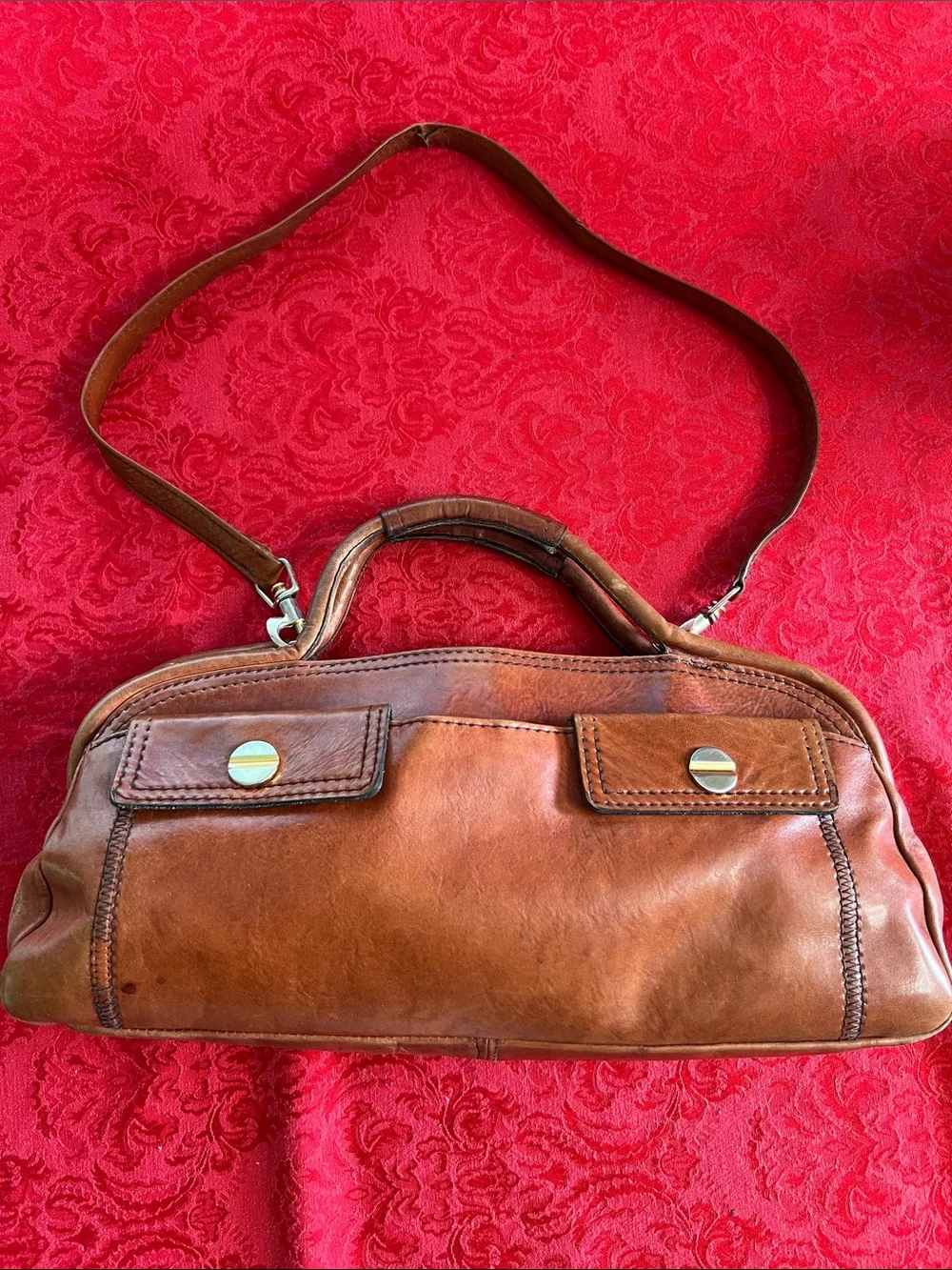 Tenderly Firenze Brown Leather Shoulder Bag Handbag Satchel Vintage Style
